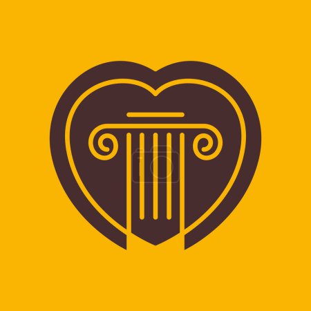 Ilustración de Abogado de abogados pilares asesor de la firma amor corazón estilo mínimo diseño simple logotipo vector icono ilustración - Imagen libre de derechos