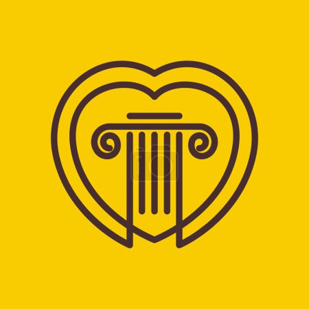 Ilustración de Abogado pilar abogado bufete asesor amor corazón línea estilo simple logotipo diseño vector icono ilustración - Imagen libre de derechos