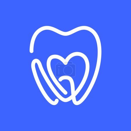 Illustration for Tooth single line simple art minimal modern logo design vector icon illustration - Royalty Free Image