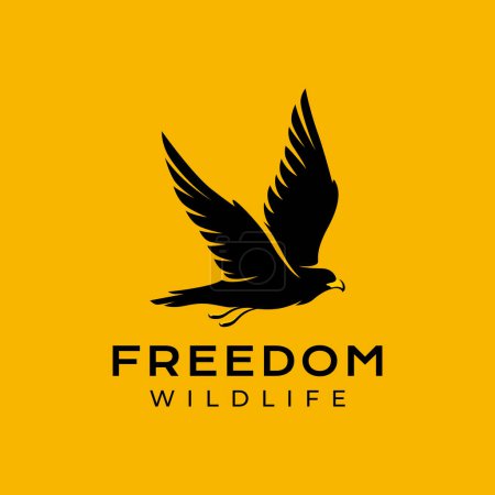 Téléchargez les illustrations : Oiseau aigle volant liberté isolé mascotte caractère ailes logo conception vectoriel icône illustration - en licence libre de droit