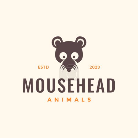 Kopf Porträt Ratten Maus Cartoon Maskottchen Charakter einfach minimal Hipster Logo Design Vektor Ikone Illustration