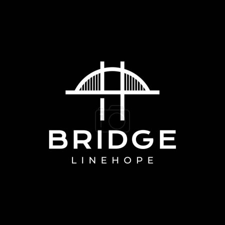 Illustration for Tied arch bridge construction line style simple minimal modern logo design vector icon illustration - Royalty Free Image