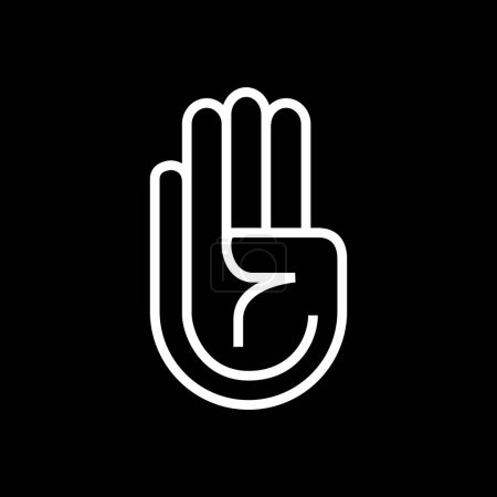 Illustration for Four finger hand line style simple minimalist logo design vector icon illustration - Royalty Free Image