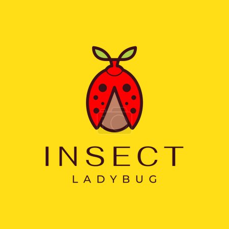 insect red lady bug with leaf colorful modern mascot colorful logo design vector icon illustration