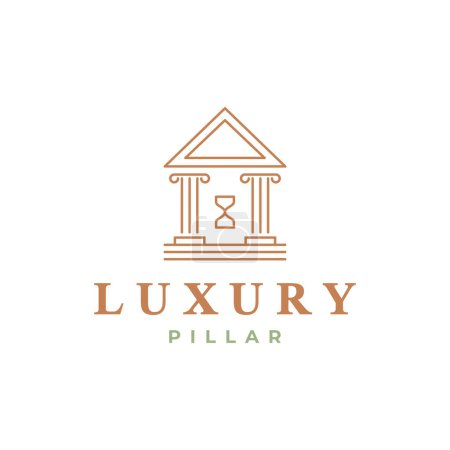 monument pillar building law attorney luxury line style logo design vector icon illustration