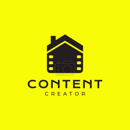 house cinema movie studio content creator modern minimal clean flat logo design vector illustration