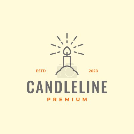 candle light hope line simple minimal hipster colored logo design vector icon illustration