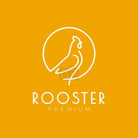 rooster poultry circle line art modern simple minimal logo design vector icon illustration