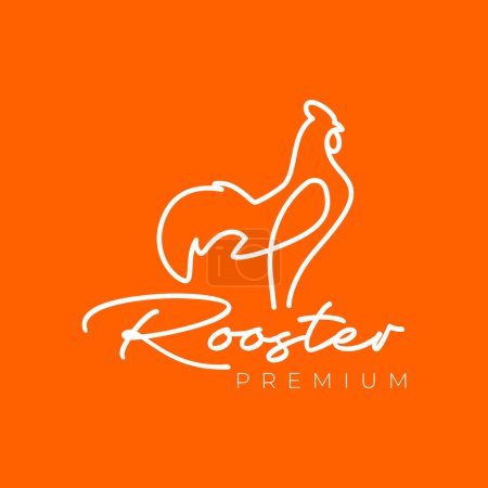 rooster poultry line art simple modern minimal mascot character logo design vector icon illustration