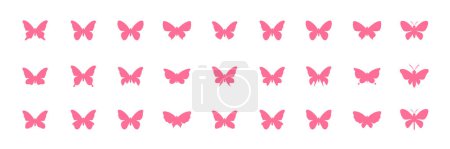 Ilustración de Hermosa colección de mariposas plana aislado icono moderno conjunto logotipo diseño vector ilustración - Imagen libre de derechos