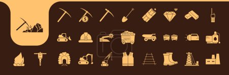Illustration for Mining equipment flat icon collection design vector - Royalty Free Image