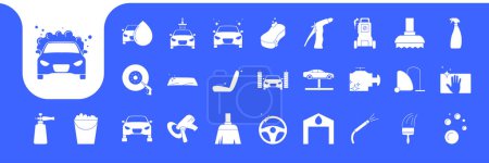 Illustration for Car wash equipment icon collection design vector - Royalty Free Image