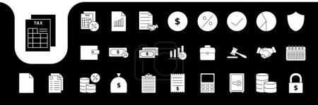 Ilustración de Icono de impuestos conjunto colección diseño vector - Imagen libre de derechos