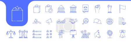 political lines icon set collection design vector