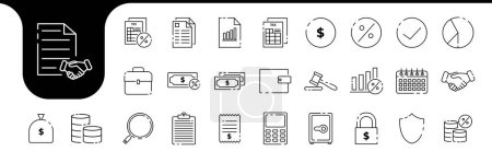 líneas de impuestos icono conjunto colección diseño vector
