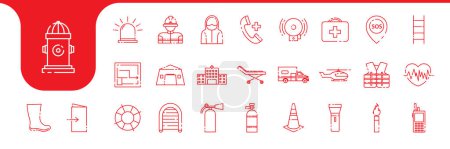 líneas de rescate icono conjunto colección diseño vector