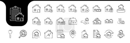 Illustration for Buy house lines icon set collection design vector - Royalty Free Image