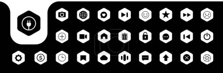 sechseckige Icon Set Collection Design Vektor