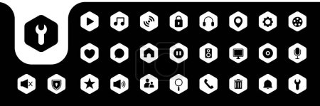 Ensemble d'icônes hexagonales vecteur de conception de collection