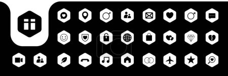 Ensemble d'icônes hexagonales vecteur de conception de collection