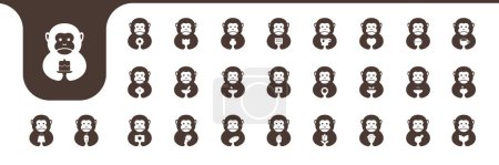 monkey cute icon set collection design vector