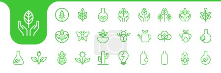 Ilustración de Naturaleza cuidado icono conjunto colección diseño vector - Imagen libre de derechos
