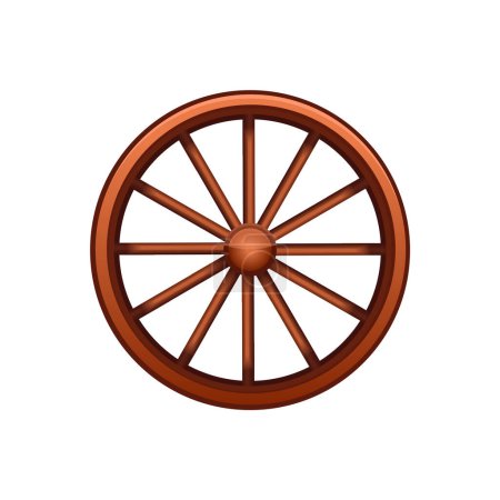 Illustration for Wooden wheel of a wagon, carriage on a white background. Vector - Royalty Free Image