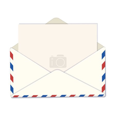 Enveloppe ouverte avec lettre vierge. Message dans une enveloppe. Illustration vectorielle de dessin animé.