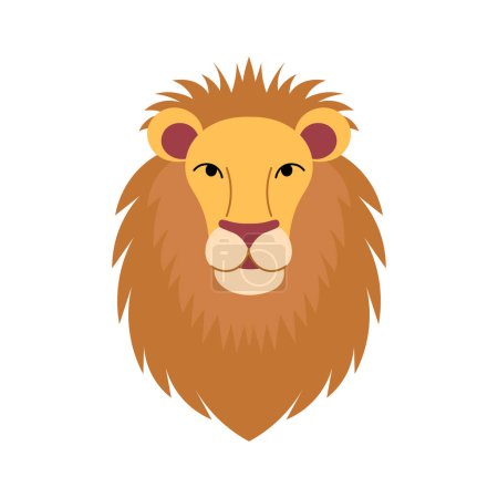 Illustration for Cute cartoon lion is sitting on white background. Animals of Africa. Vector cartoon illustration. - Royalty Free Image
