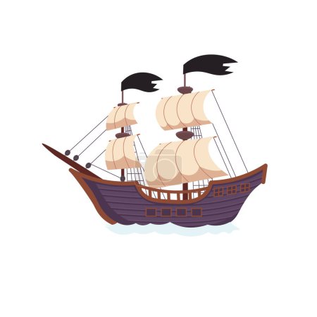 Ilustración de Cartoon Vector Illustration (en inglés). Barco pirata, velero
. - Imagen libre de derechos