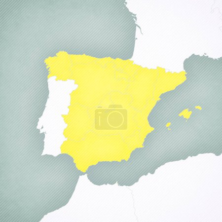 Foto de Fronteras de comunidades autónomas en el mapa de España con un fondo vintage de rayas suaves. - Imagen libre de derechos