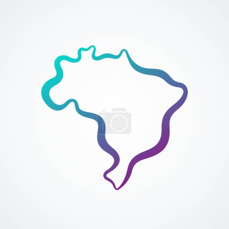 Illustration for Outline map of Brazil with blue-purple gradient. - Royalty Free Image