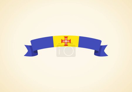 Ilustración de Cinta con bandera de Madeira en estilo de diseño plano. - Imagen libre de derechos