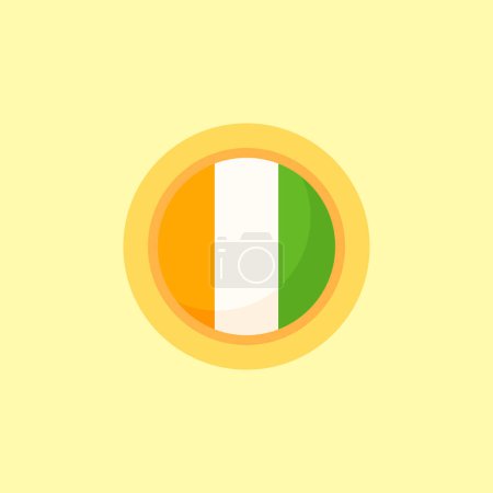 Illustration for Flag of Ivory Coast with round frame. Flat design style. - Royalty Free Image