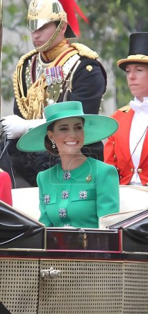 Photo for London UK - 17 June 2023: Kate Princess of Wales, Trooping the colour Royal Family carriage on Mall Buckingham Palace - Royalty Free Image