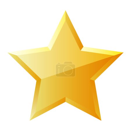 Vector image of gold star like metal with embossing isolated.