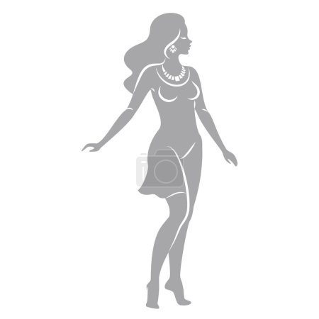 Illustration for Silhouette of a woman in style. The girl is slender and beautiful. Lady is suitable for aesthetic decor, posters, stickers, logo. Vector illustration - Royalty Free Image