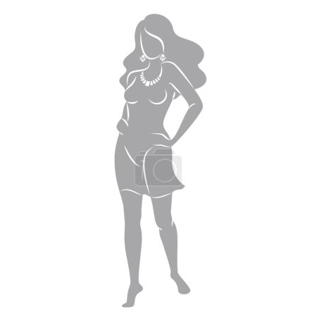 Illustration for Silhouette of a woman in style. The girl is slender and beautiful. Lady is suitable for aesthetic decor, posters, stickers, logo. Vector illustration - Royalty Free Image