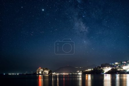 Photo for Starry night over Pontikonisi island in Corfu, Greece - Royalty Free Image