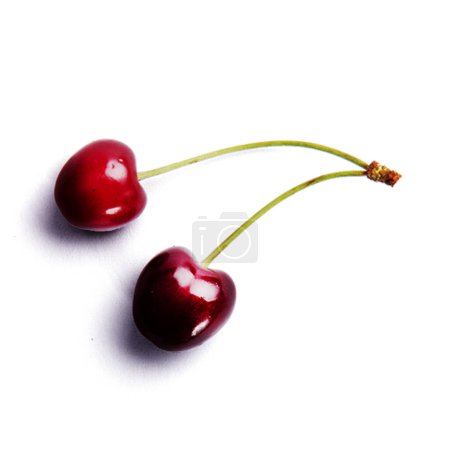 Photo for Fresh juicy cherry isolated on the white background - Royalty Free Image