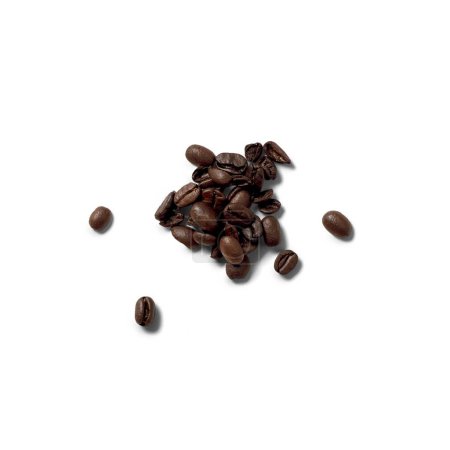Isolated coffee beans spread on ground fit for your beverages concept.