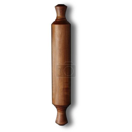 Close up view wooden roller holder isolated on white background.
