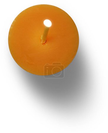 Ansicht von oben Orange Kerze mit Licht brennen.