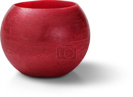 Nahaufnahme einer roten Kerze in einem Glas mit rotem Sand