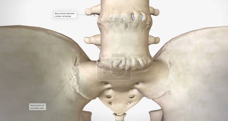 La espondilitis anquilosante es un tipo de artritis crónica que afecta principalmente a los huesos de la columna vertebral. Renderizado 3D