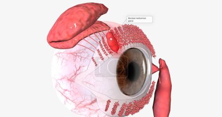 Photo for Superficial chalazia form when glands along the edge of the eyelid become infected and blocked. 3D rendering - Royalty Free Image