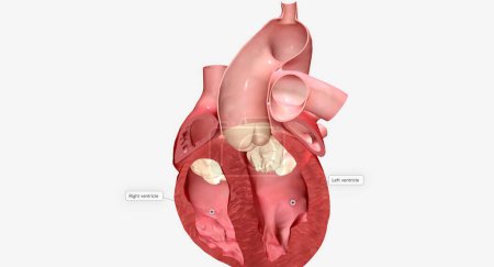 Photo for The septum of the heart is the muscular wall that separates the right ventricle from the left ventricle, the two bottom chambers of the heart. 3D rendering - Royalty Free Image