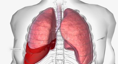 Hämothorax ist eine Lungenerkrankung, bei der sich Blut um die Lunge ansammelt 3D-Rendering