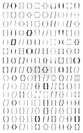 Curly brace set vector. Text brackets collection for messages, quotas. Oval, square, retro parentheses and punctuation shapes. Bracket sign vector collection.