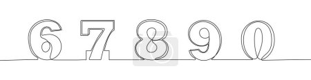 Téléchargez les illustrations : Vecteur continu de chiffres de ligne. Chiffres arabes dessinés à la main avec une ligne continue. Décrivez des numéros simples. Illustration d'AVC modifiable - en licence libre de droit